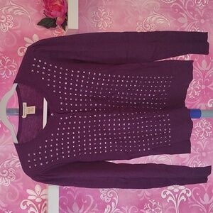 Women's VERTICAL DESIGN Purple Button Down Cardigan
